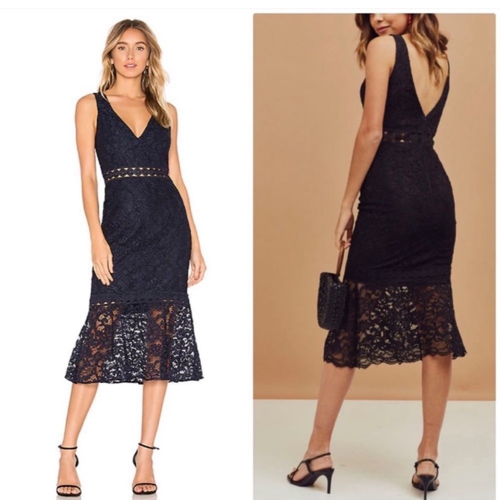 Navy like new Bardot midi dress size 8/M A2